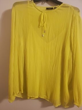 Ella Bright Yellow Pleated Tie-Front Blouse
